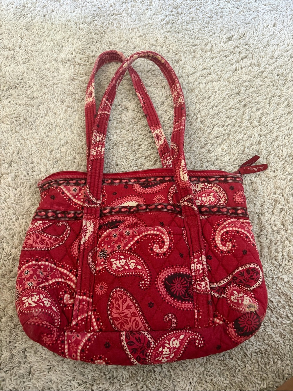 Vera Bradley Quilted Paisley Tote Bag in Red